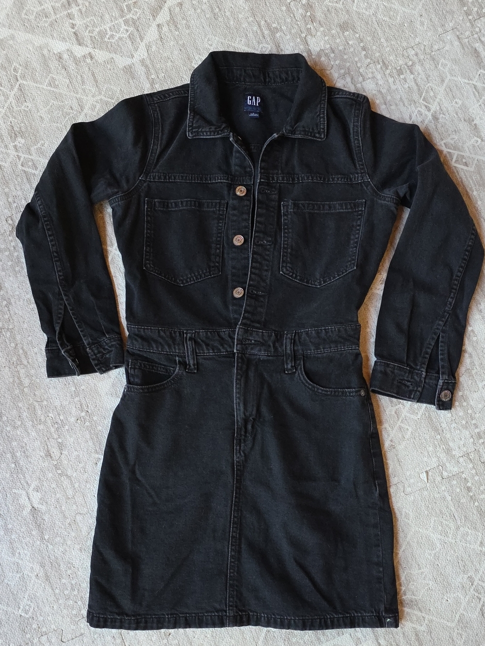 GAP Black Denim Button-Up Dress